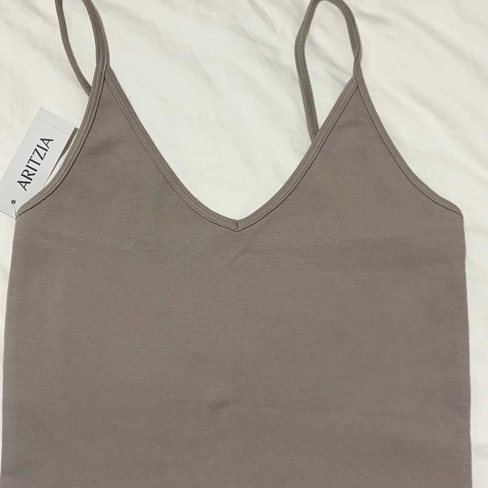 Aritzia Sunday Best Roxboro Taupe Knit Crop Tank Top